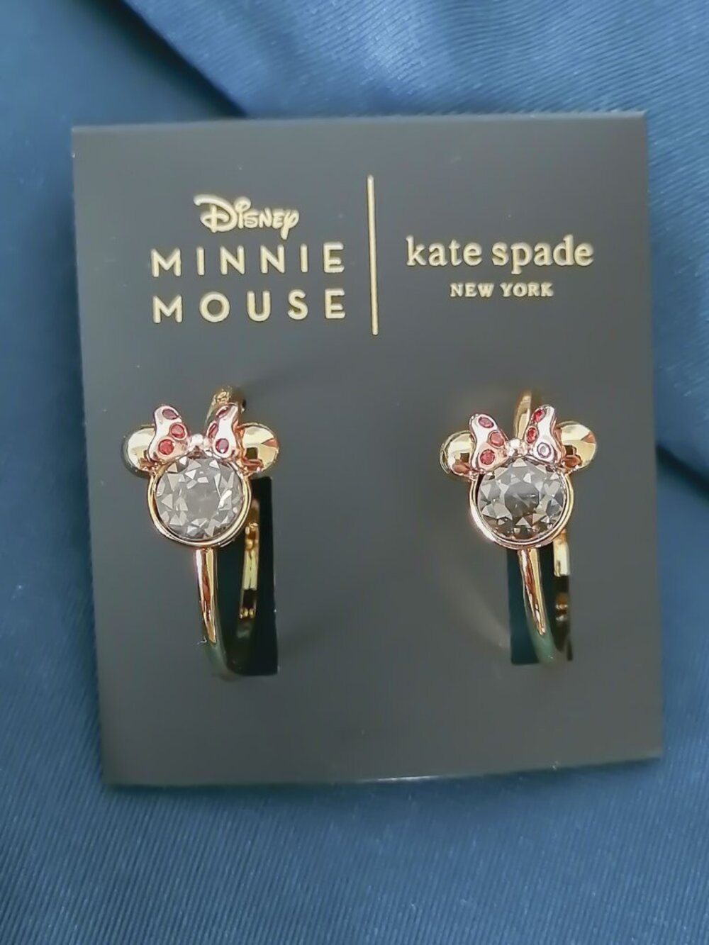 Kate Spade Minnie Mouse Gold Hoop Earrings NEW
